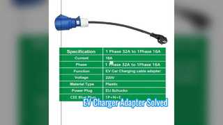 Adaptador de carregador EV Type2 azul CEE para Schuko